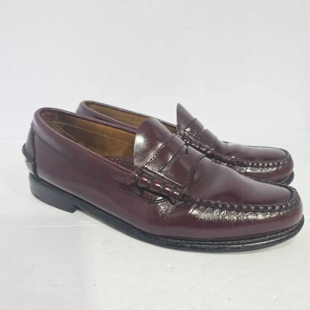 VTG L.L. Bean Penny Loafers Men's Size 9D Burgundy Leather Dress Shoe Slip On